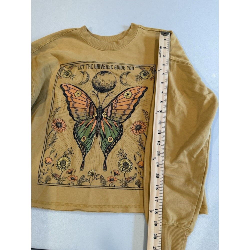 Zoe + Liv Sweatshirt Medium Butterfly Cotton Floral Fairy Celestial Festival - Picture 6 of 7